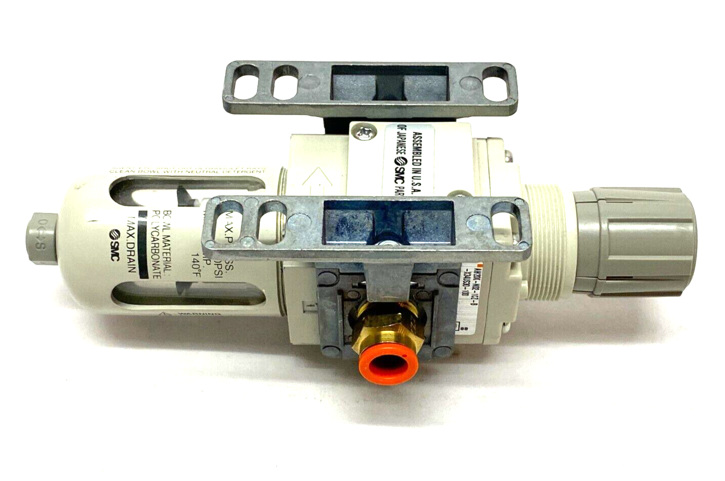 SMC AW20K-N02-1CZ-B Modular Filter Regulator 3~30psi Set Press w/ Dual Spacers - Maverick Industrial Sales