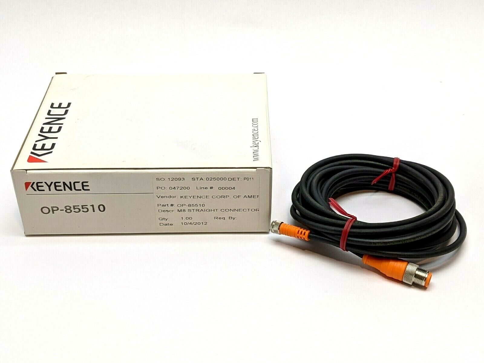 Keyence OP-85510 Connector Cable M8 Straight 5m - Maverick Industrial Sales
