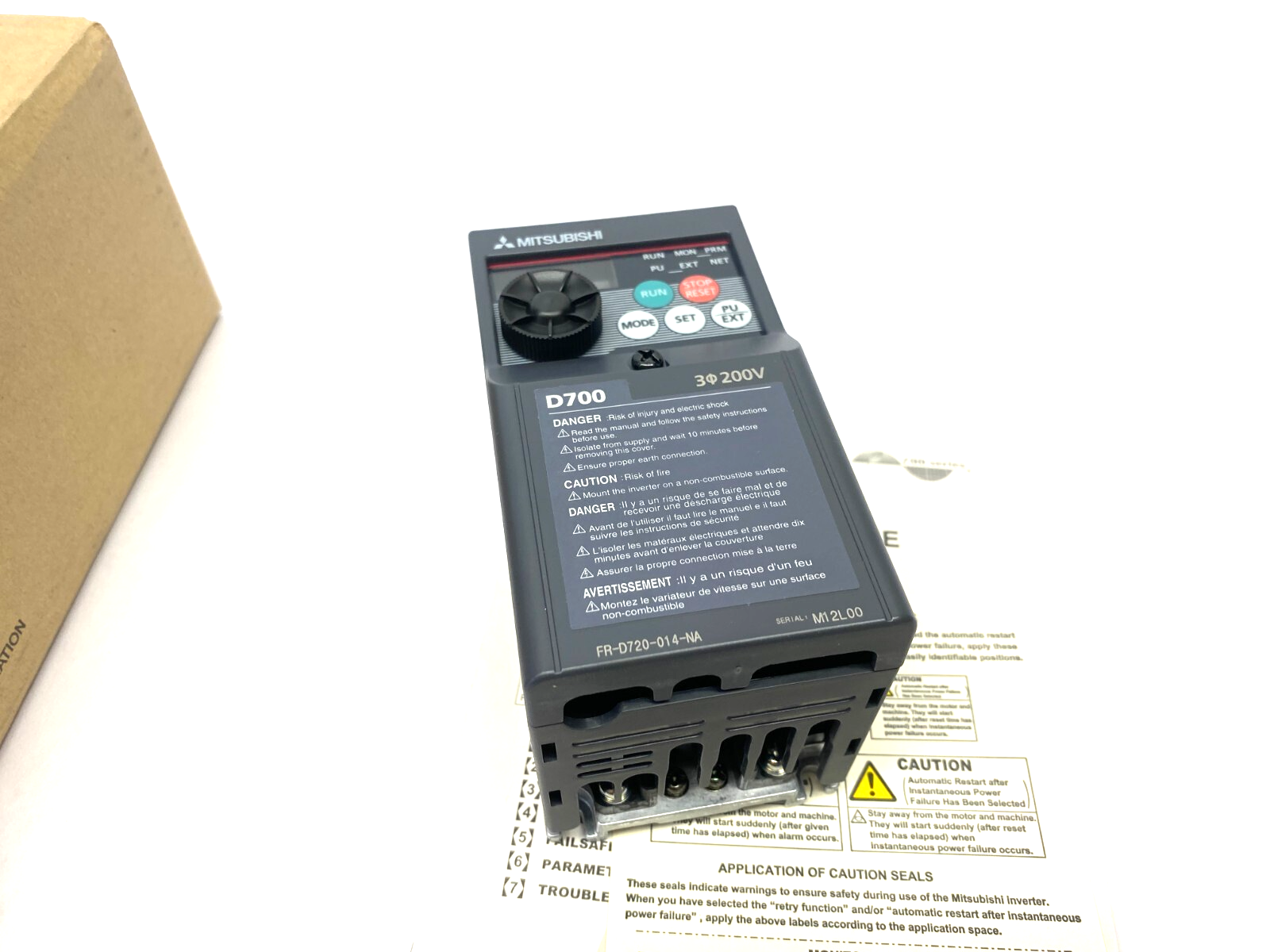 Mitsubishi FR-D720-014-NA Compact Variable Speed Drive 3Ph AC200-240V - Maverick Industrial Sales