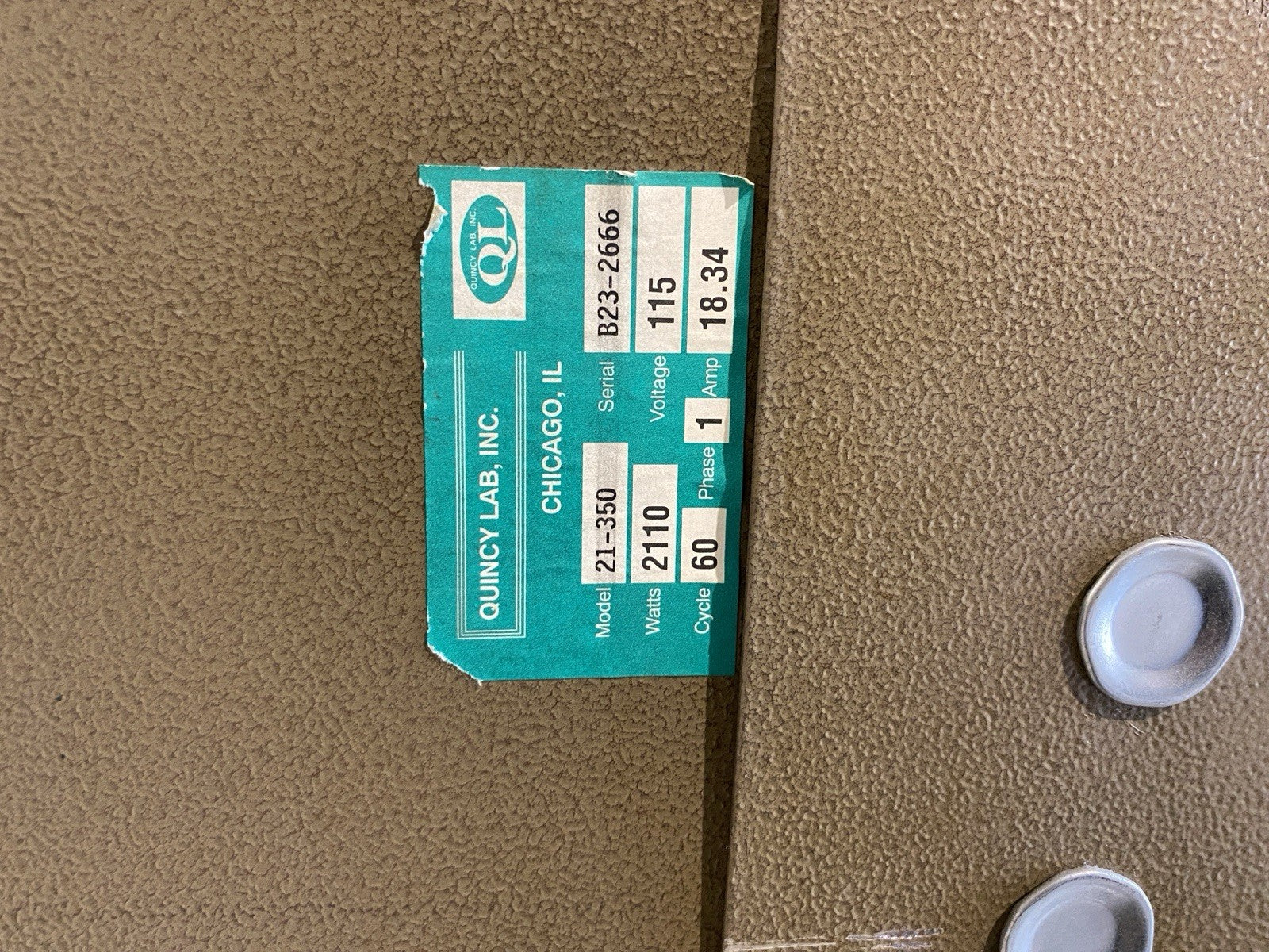 21-350 | Quincy Lab Inc 2110 Watt 115V 1Ph - Used - Maverick Industrial Sales