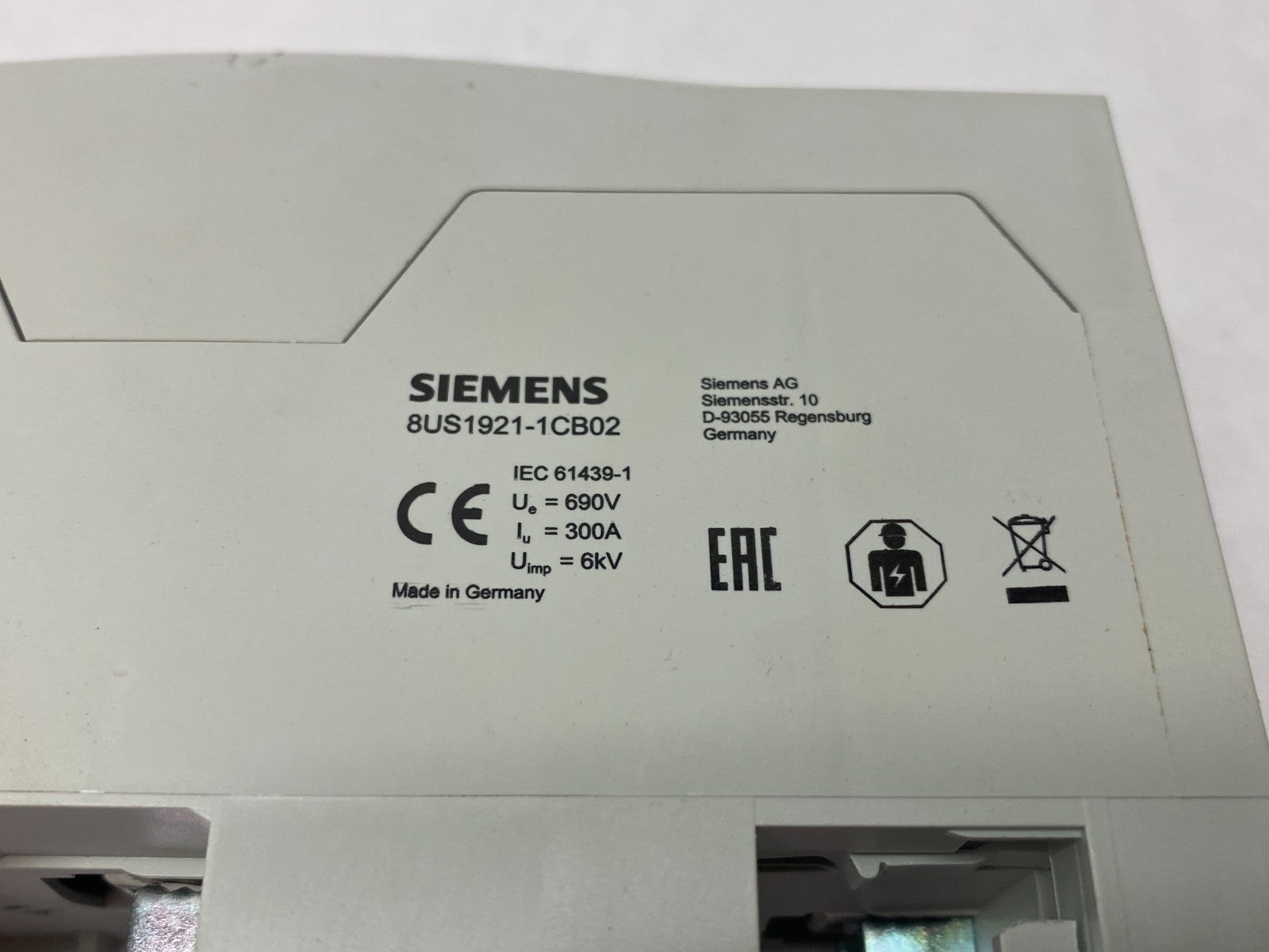 Siemens 8US1921-1CB02 Connection Module 50mm2, 3-Pole 3-Pole, 6-50mm2 54 x 160mm - Maverick Industrial Sales