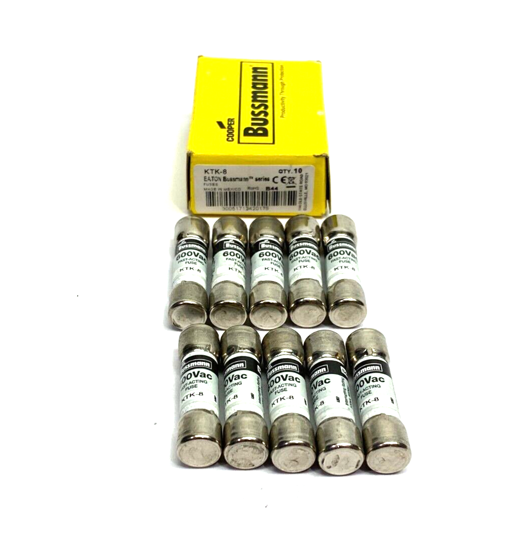 Eaton KTK-8 Bussmann Series Fast Acting Midget Fuse 600VAC BOX OF 10 - Maverick Industrial Sales
