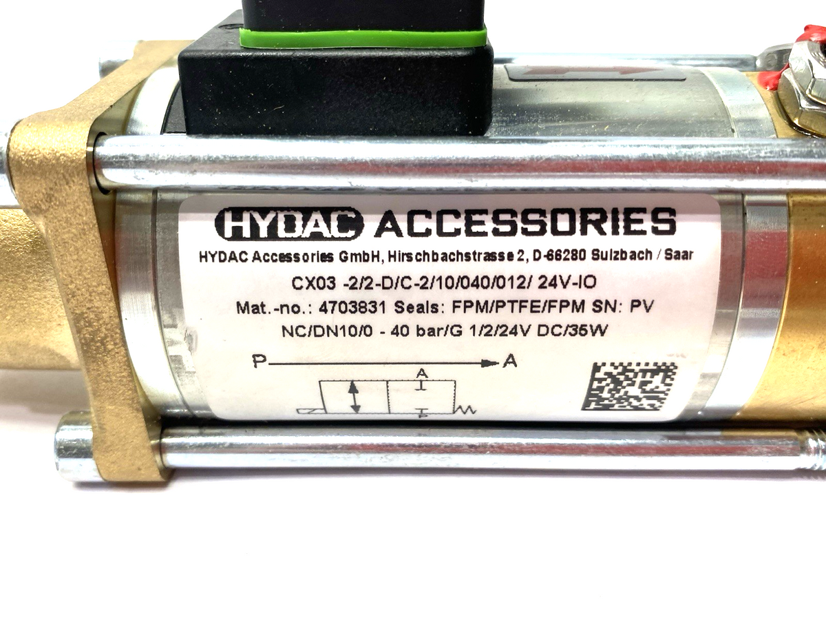 Hydac CX03-2/2-D/C-2/10/040/012/24V-IO Direct Acting Coaxial Valve 4703831 - Maverick Industrial Sales