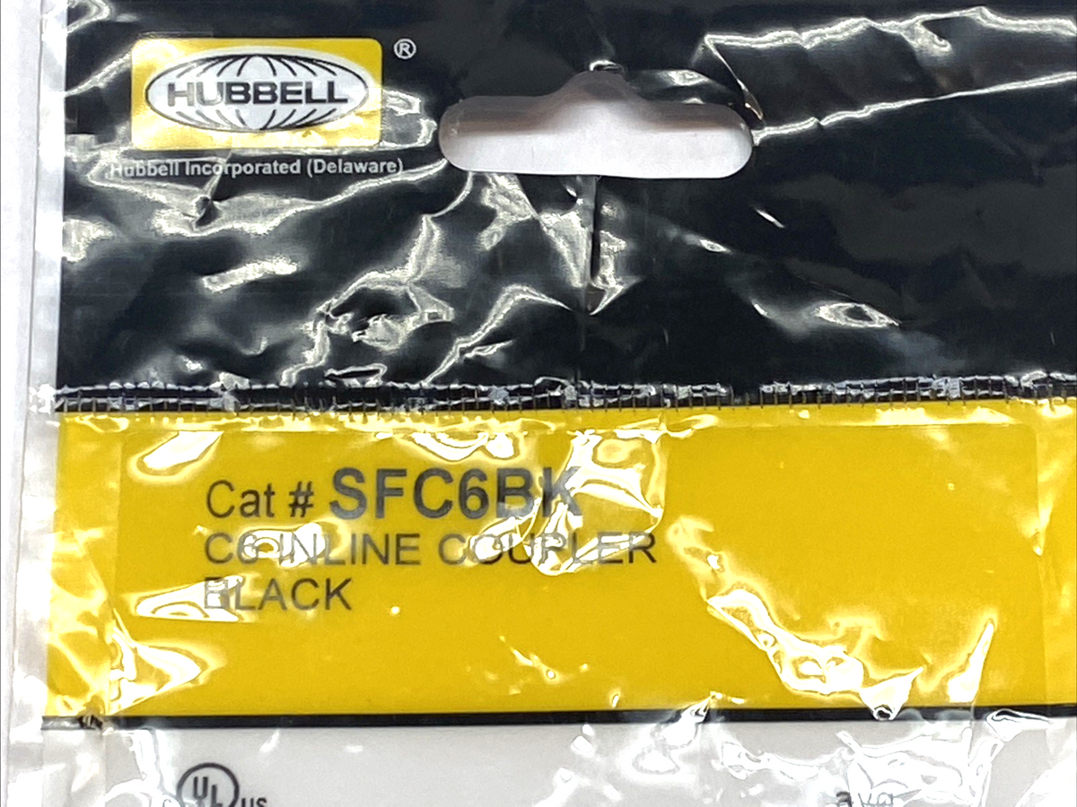 SFC6BK | Hubbell Cat6 Snap-Fit Inline Coupler Keystone RJ45 Female-Female - New - Maverick Industrial Sales