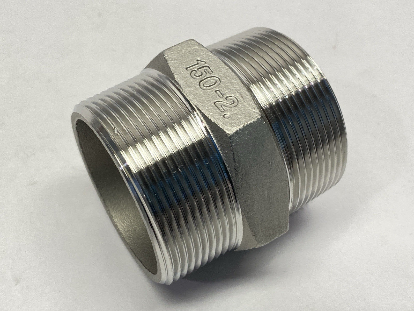 4810T239 | British Standard Low-Pressure 304 SS Male Pipe Fitting 2" BSPT x 2" NPT - New - Maverick Industrial Sales