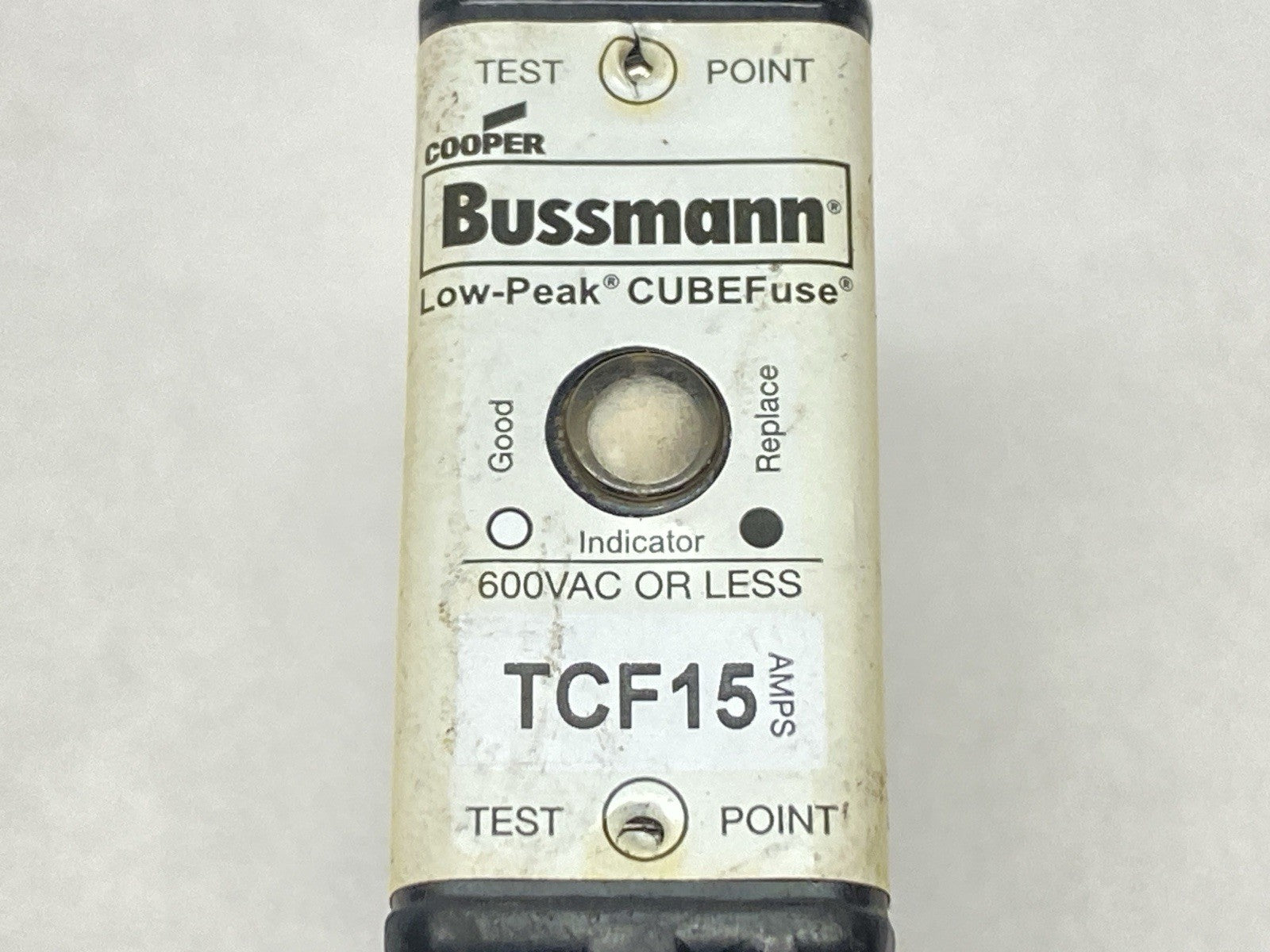 TCF15 | Cooper Bussmann Low-Peak CUBEFuse Time Delay Fuse 15A 600VAC - Used - Maverick Industrial Sales