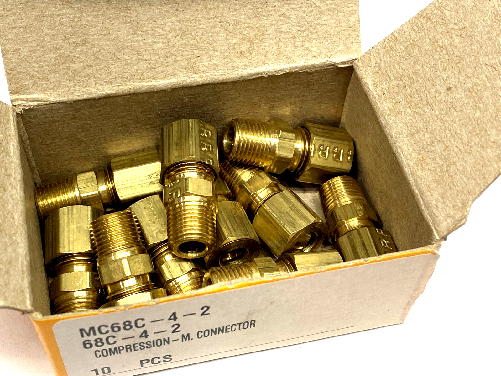 Parker 68C-4-2 Brass Compression Fitting 1/8" Male NPT x 1/4" Compression 10-PK - Maverick Industrial Sales