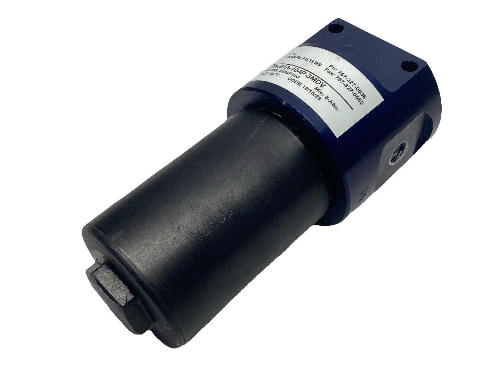 Chase Filters 51A-104P-3MDV Hydraulic Filter 3 Micron/Abs Microglass 5000PSIG - Maverick Industrial Sales