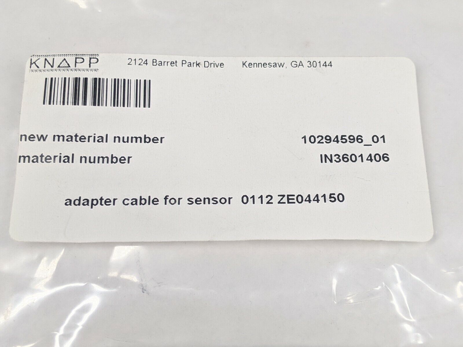 Knapp Graz IN3601406 Adapter Cable for Sensor 0112 ZE044150 - Maverick Industrial Sales