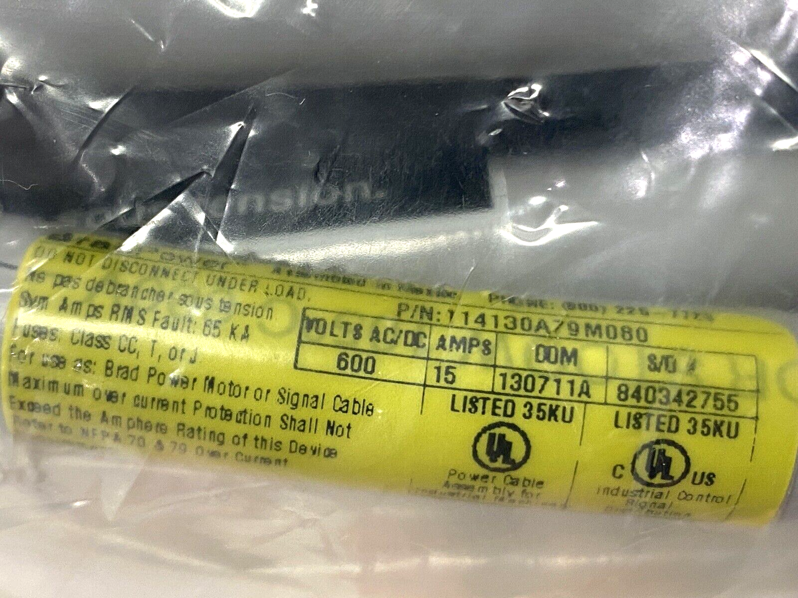 114130A79M080,1300620248 | BradPower 1300620248 Circular 4-Pole Cable Assembly Male/Female 114130A79M080 - New - Maverick Industrial Sales
