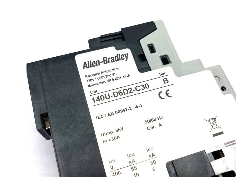 Allen Bradley 140U-D6D2-C30 Ser. B Motor Protection Circuit Breaker, Rotary, 30A - Maverick Industrial Sales