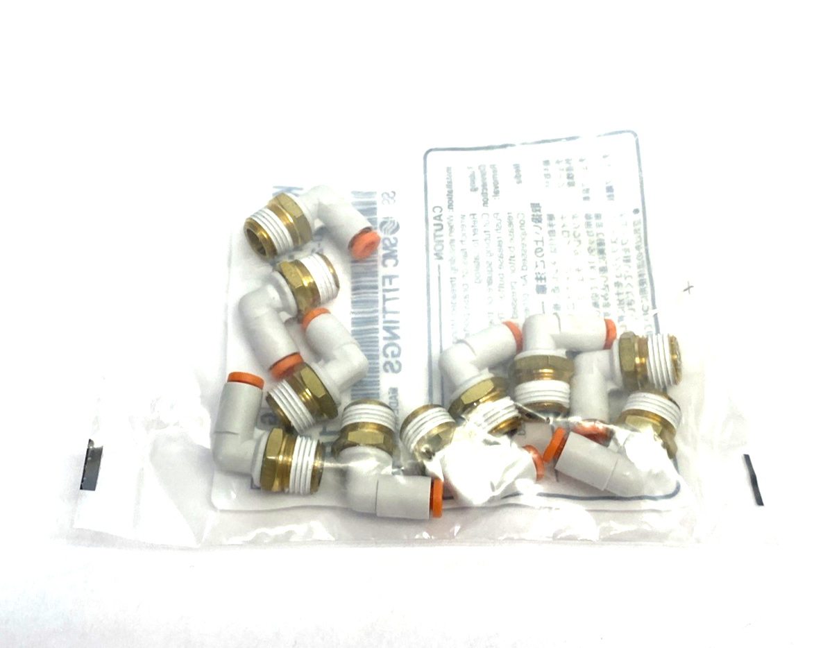 KQ2L01-34AS | SMC One-Touch Pneumatic Male Elbow Connector Fitting 10-PACK - New - Maverick Industrial Sales