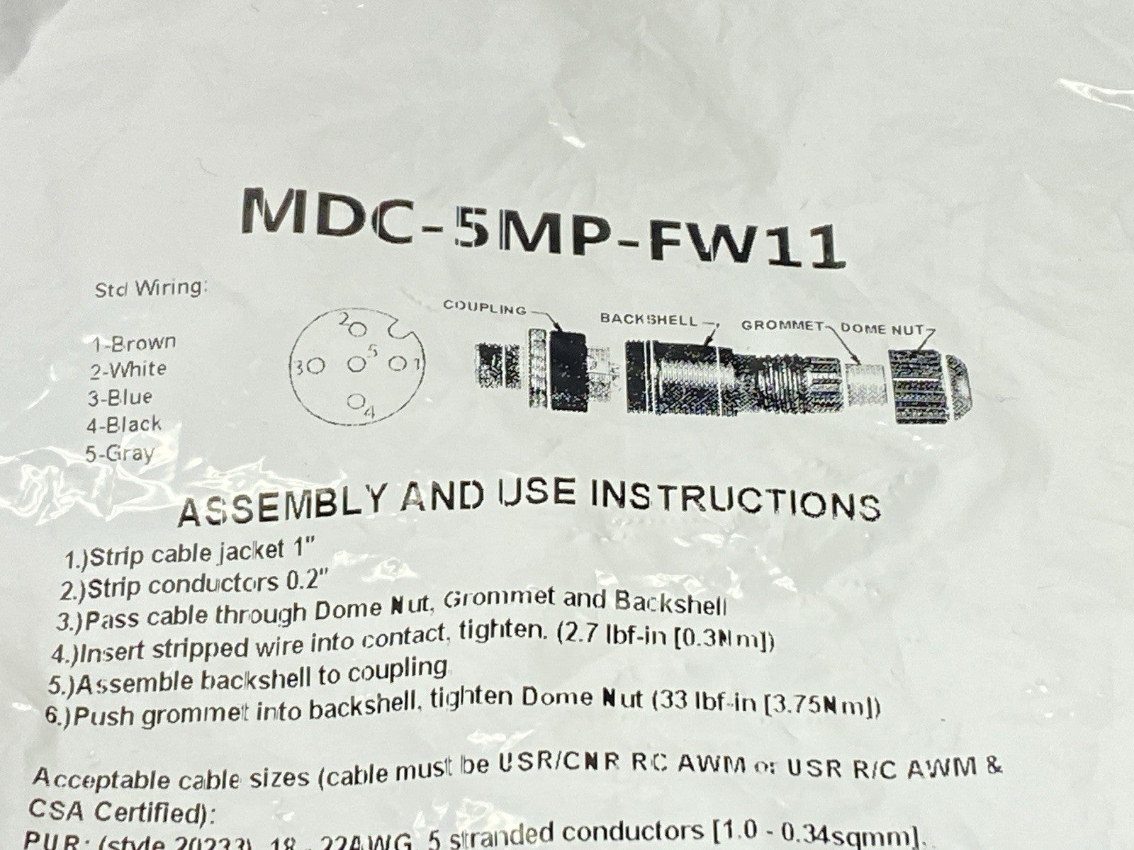MDC-5MP-FW11 | Mencom Field Wireable Connector Male M12 5-Pole - New - Maverick Industrial Sales