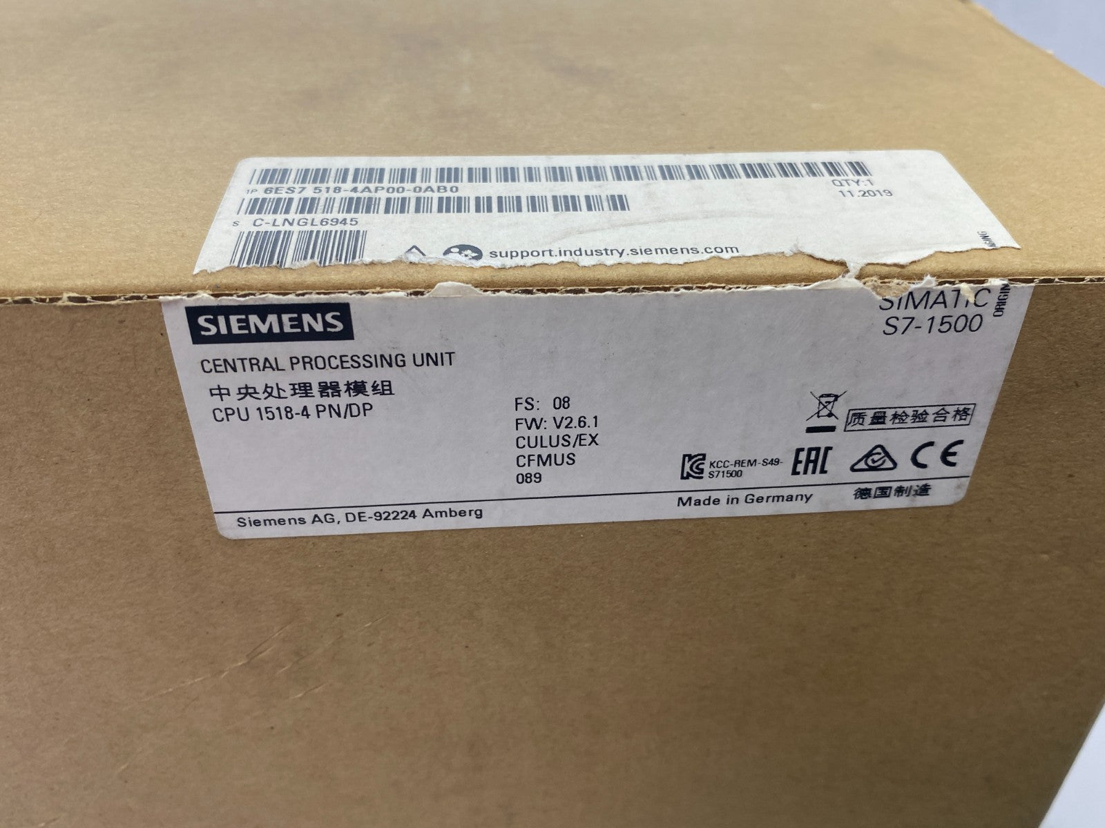 Siemens 6ES7 518-4AP00-0AB0 SIMATIC S7-1500 CPU Unit, 1518-4 PN/DP - Maverick Industrial Sales