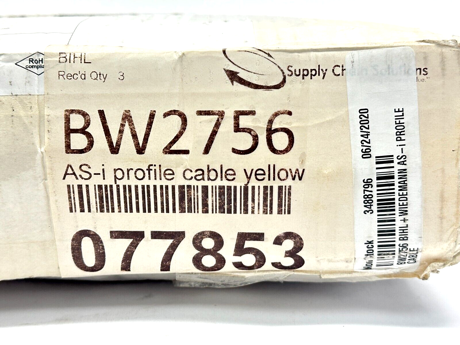 Bihl + Wiedemann BW2756 AS-i Profile Cable Yellow 100m - Maverick Industrial Sales