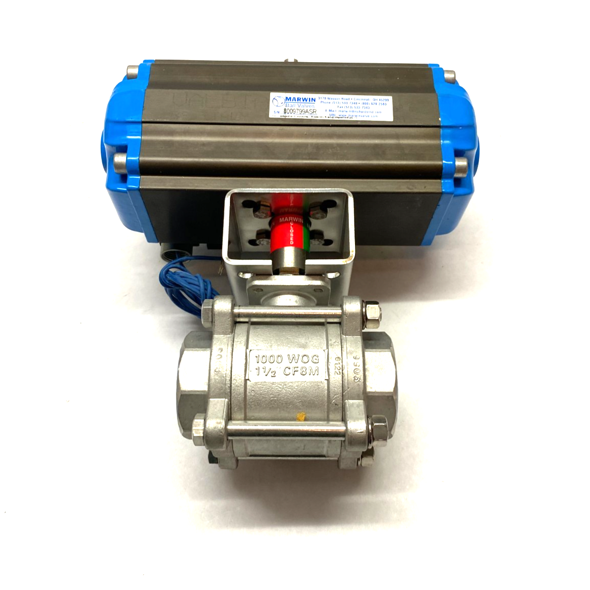 Marwin UT Series Pneumatic Ball Valve Actuator Assembly 1-1/2" 3-Way - Maverick Industrial Sales