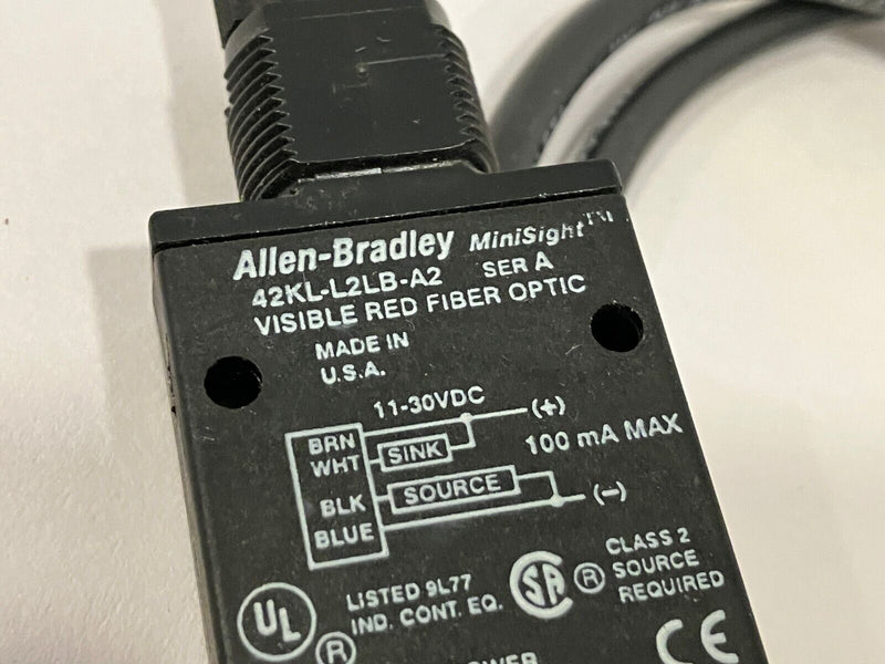 Allen Bradley 42KL-L2LB-A2 Ser A MiniSight Sensor Vis. Red Fiber Optic 2' CABLE - Maverick Industrial Sales