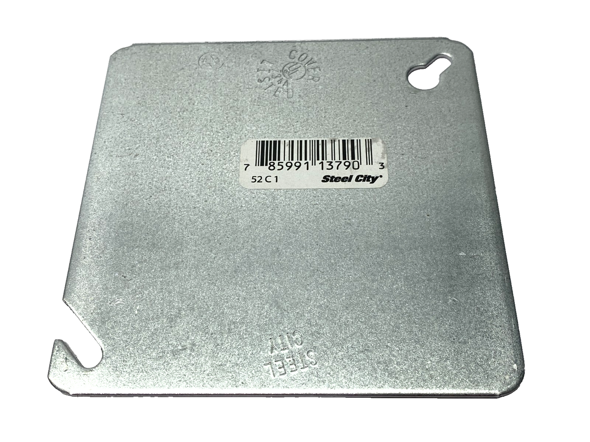 Steel City 52C1 Electrical Box Cover 4", Steel, Square, Flat, Blank LOT OF 11 - Maverick Industrial Sales