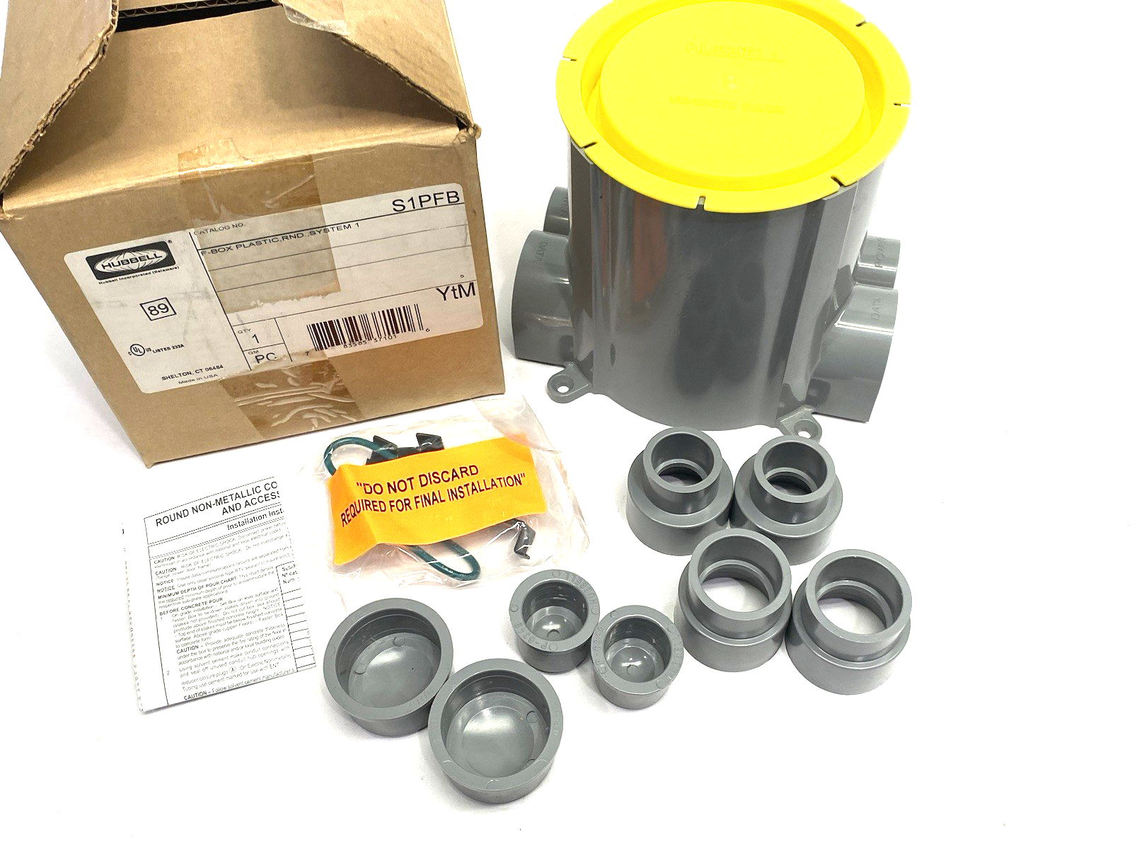 Hubbell S1PFB Round Flush Floorbox, PVC, 3.00" Minimum Dept of Pour - Maverick Industrial Sales