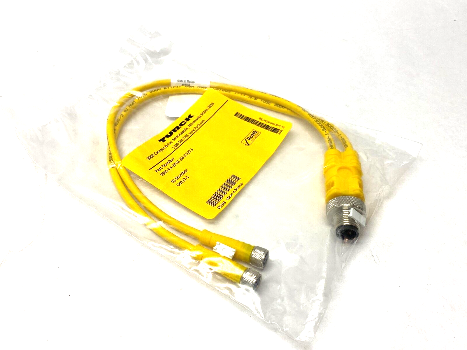 Turck VBRS 4.4-2PKG 3M-0.3/0.3 Molded Twin Junction Cable, U0117-3 - Maverick Industrial Sales