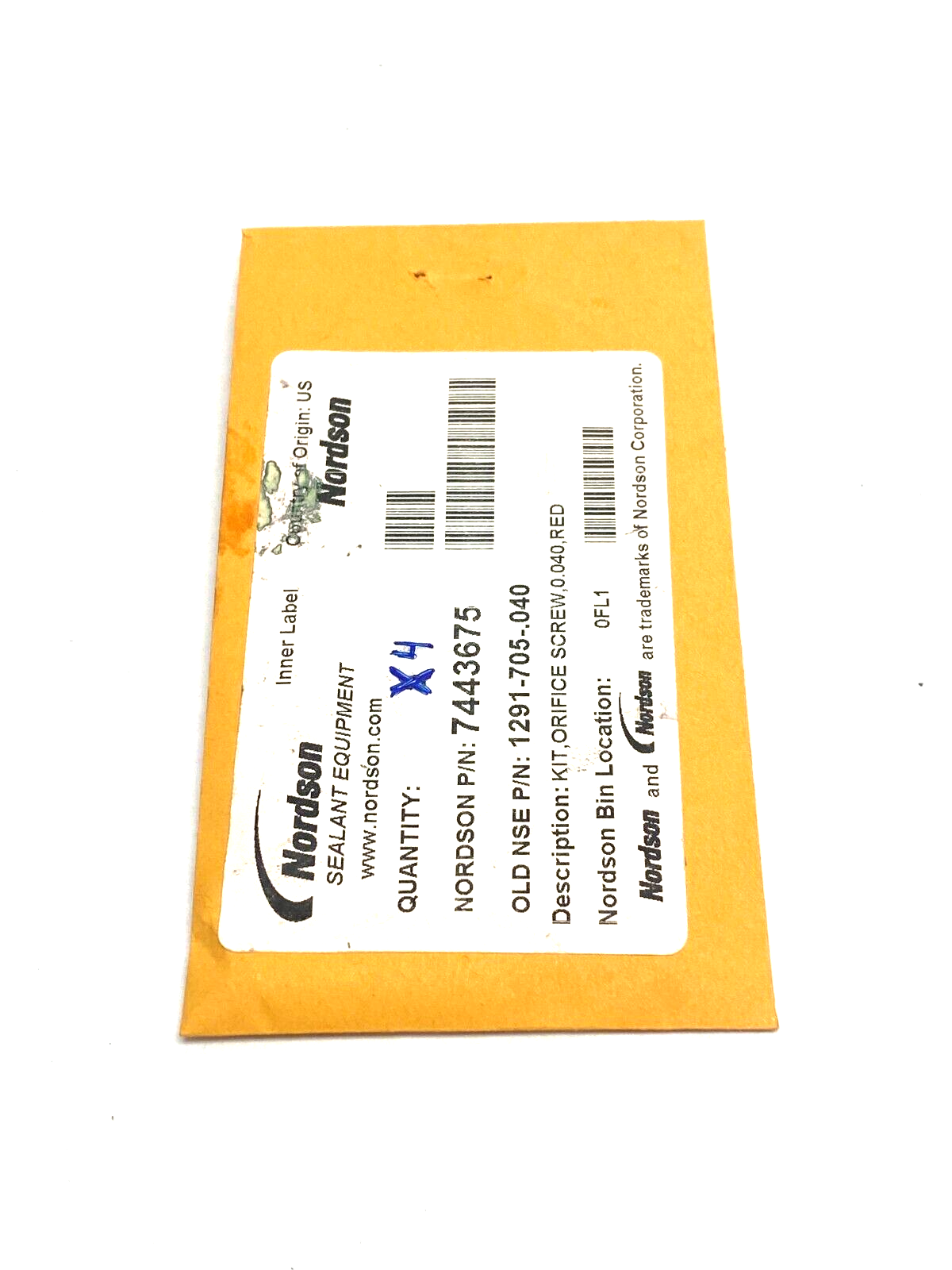 Nordson 7443675 Orifice Screw Kit, 0.040, Red PKG OF 4 - Maverick Industrial Sales