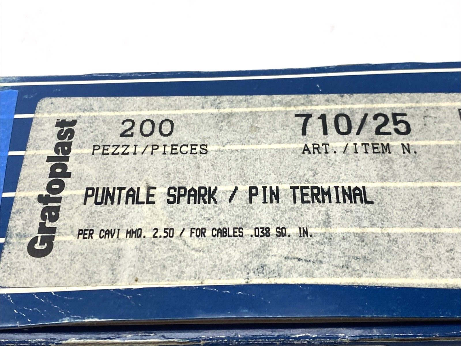 Grafoplast 710/25 12mm Spark Crimp-On Pins for Cable Marker 2.5mm BOX OF 185 - Maverick Industrial Sales