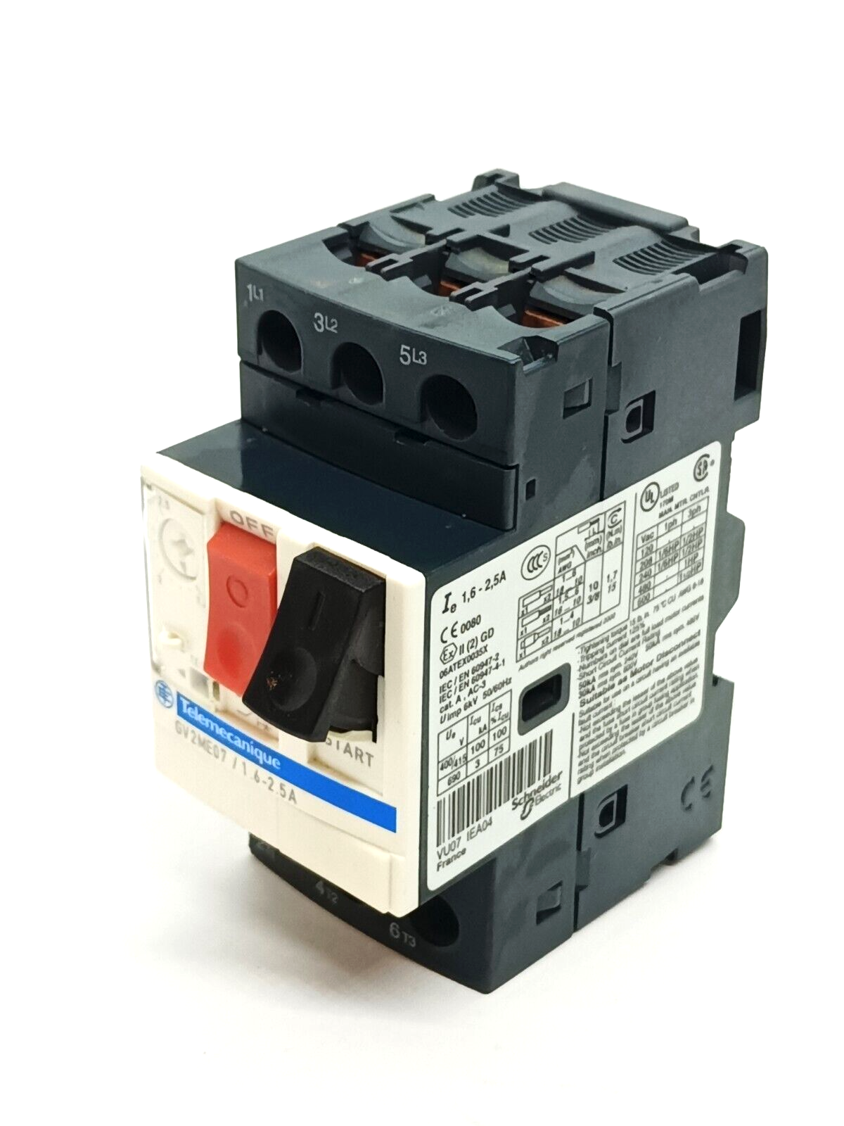 Schneider Electric GV2ME07 Manual Motor Starter 1.6-2.5A - Maverick Industrial Sales