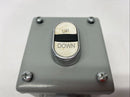 Hoffman E1PB Pushbutton Enclosure 3-1/2"L x 3-1/4"W x 2-3/4"D w/ UP/DOWN Button - Maverick Industrial Sales