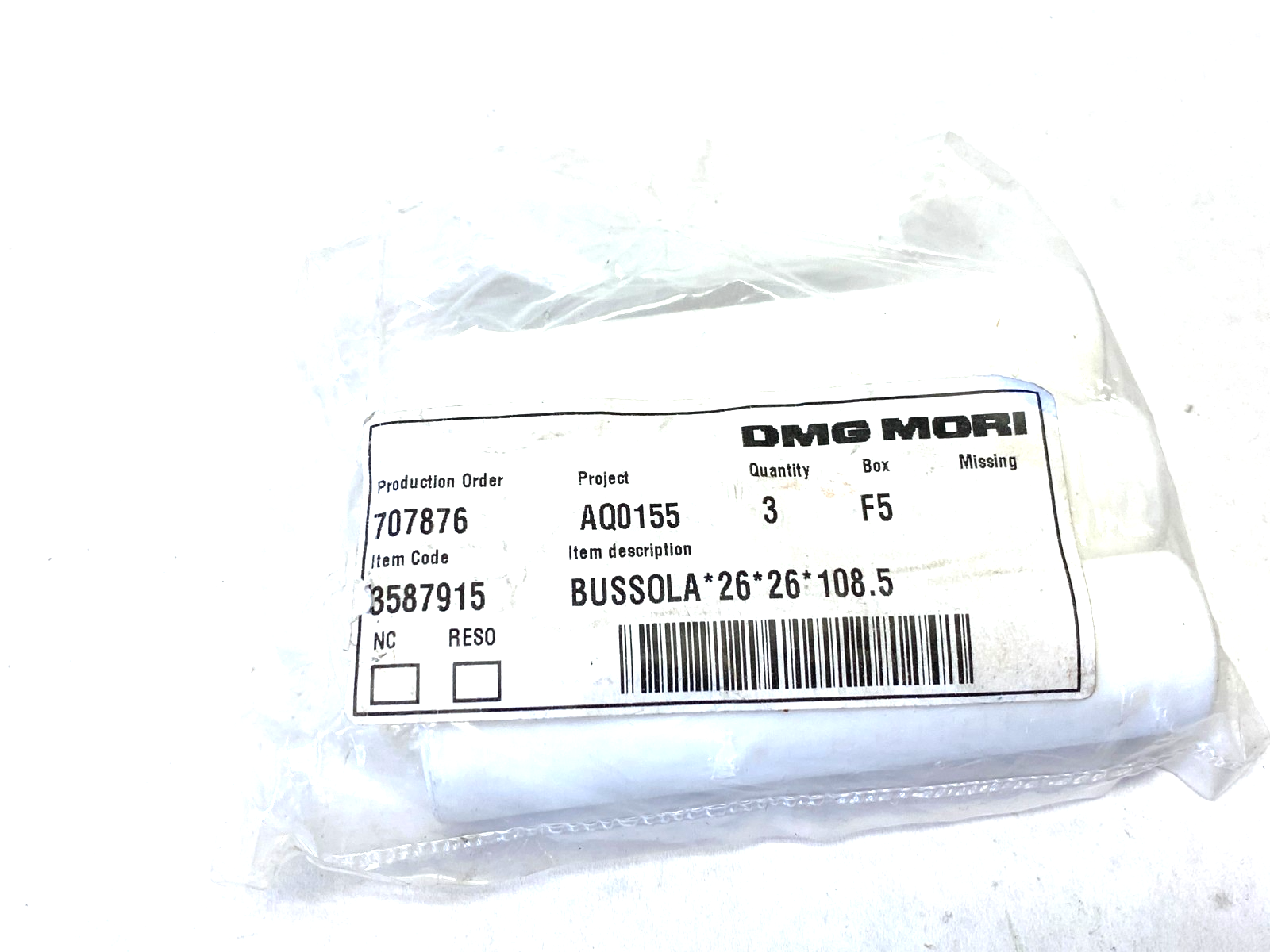 3587915 | DMG Mori Plastic Tube 26x26x108.5 PKG OF 3 - New - Maverick Industrial Sales