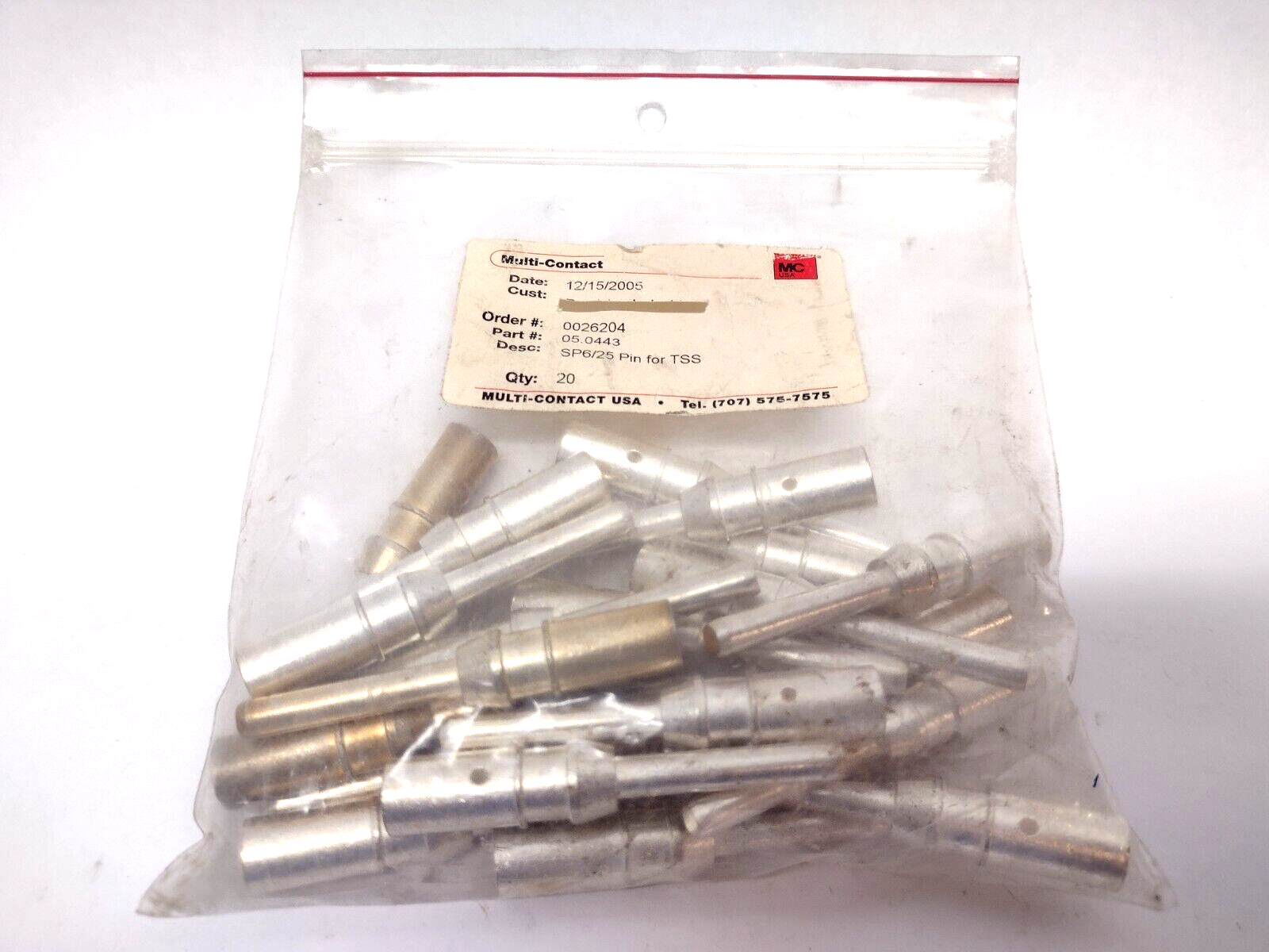 Multi-Contact MC USA 05.443 Pin. LOT OF 20 - Maverick Industrial Sales
