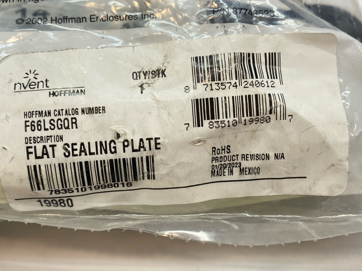 Hoffman F66LSGQR Flat Sealing Plate Cover and Gasket for Wireway 6" x 6" 19980 - Maverick Industrial Sales