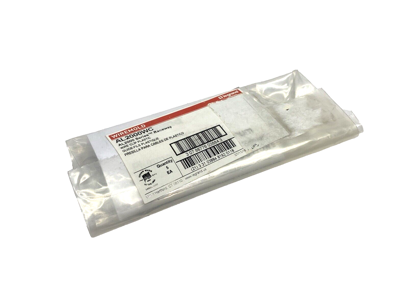 Legrand AL2000WC Wiremold Plastic Wire Retaining Clip, PACK OF 5 - Maverick Industrial Sales