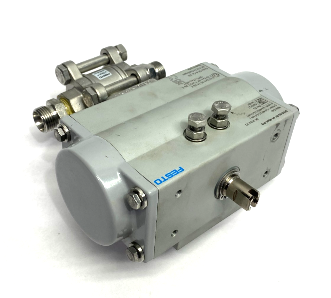 Festo DFPD-20-RP-90-RS60-F03 Quarter Turn Actuator 8047645 w/ 1686632 Ball Valve - Maverick Industrial Sales
