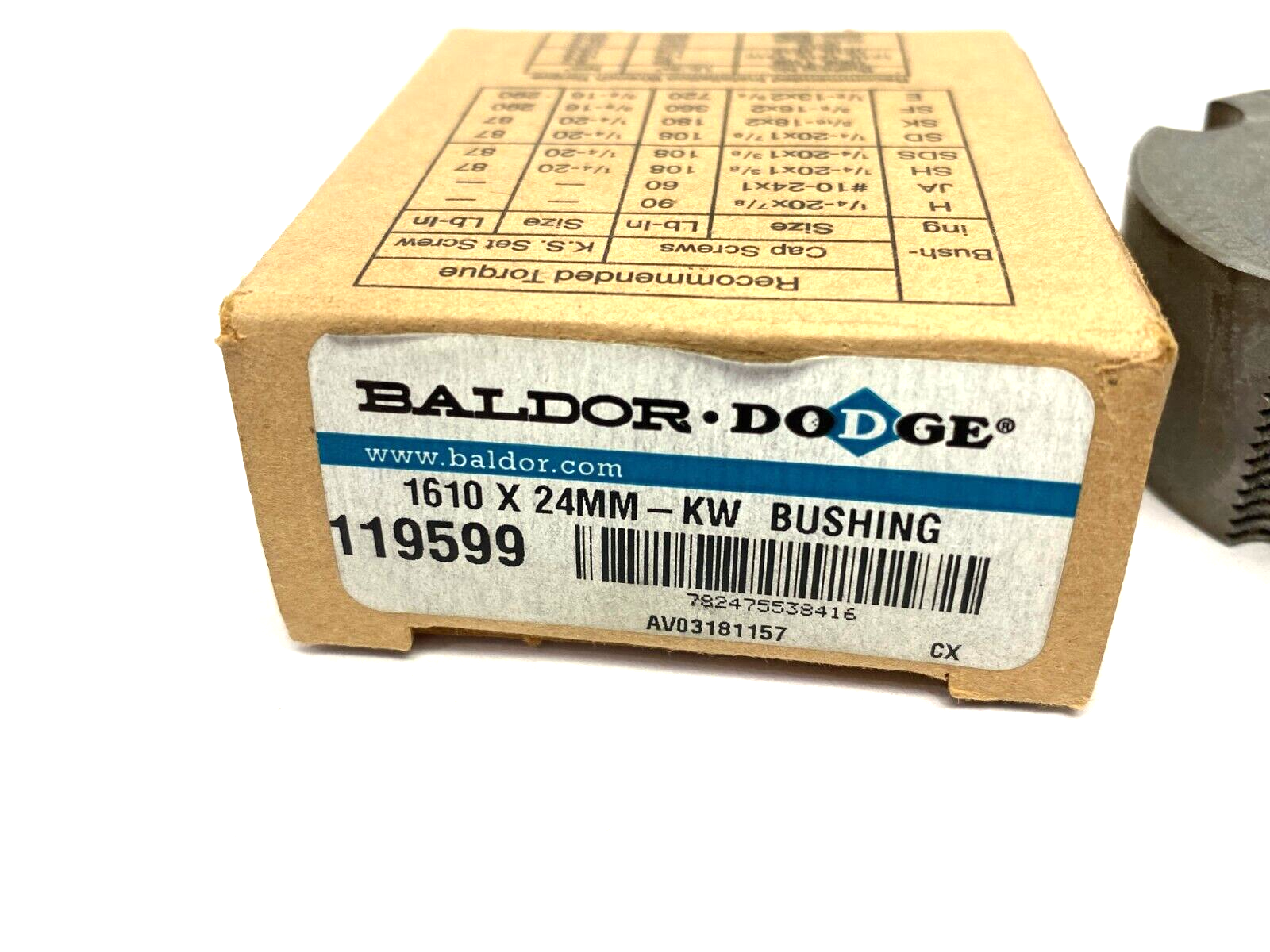 Baldor Dodge 119599 Taper-Lock Bushing 1610 x 24mm-KW - Maverick Industrial Sales