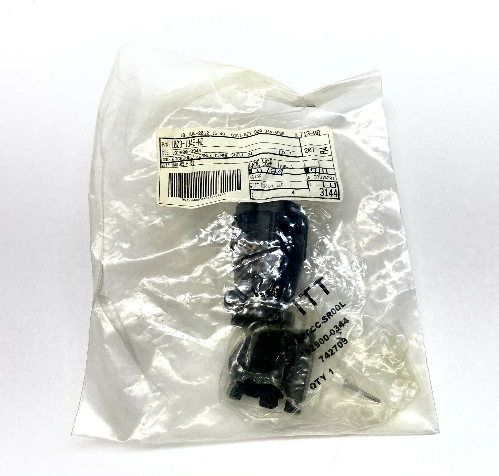 ITT Cannon TNA24CC-SR00L Backshell Connector 192900-0344 - Maverick Industrial Sales