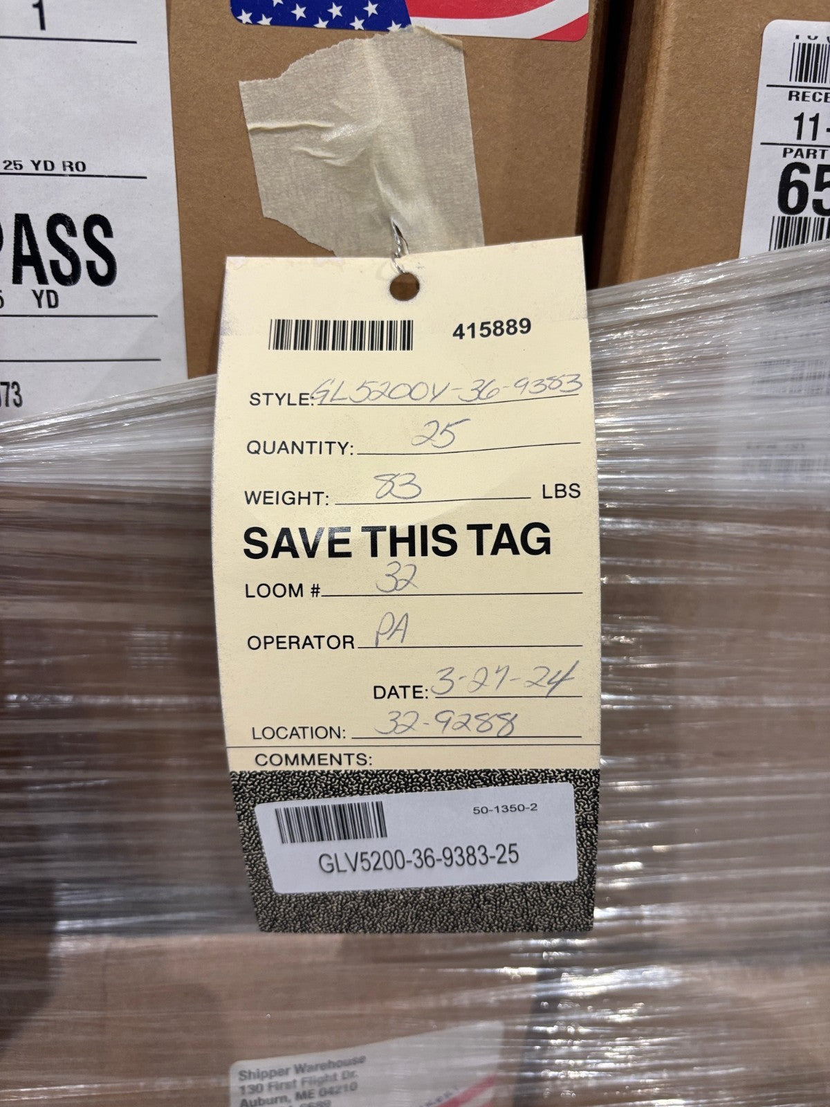 650-1401-000 | Auburn Manufacturing GLV5200-36-9383-25 Vextra Cloth, Fiberglass Cloth, Pallet - New Other - Maverick Industrial Sales