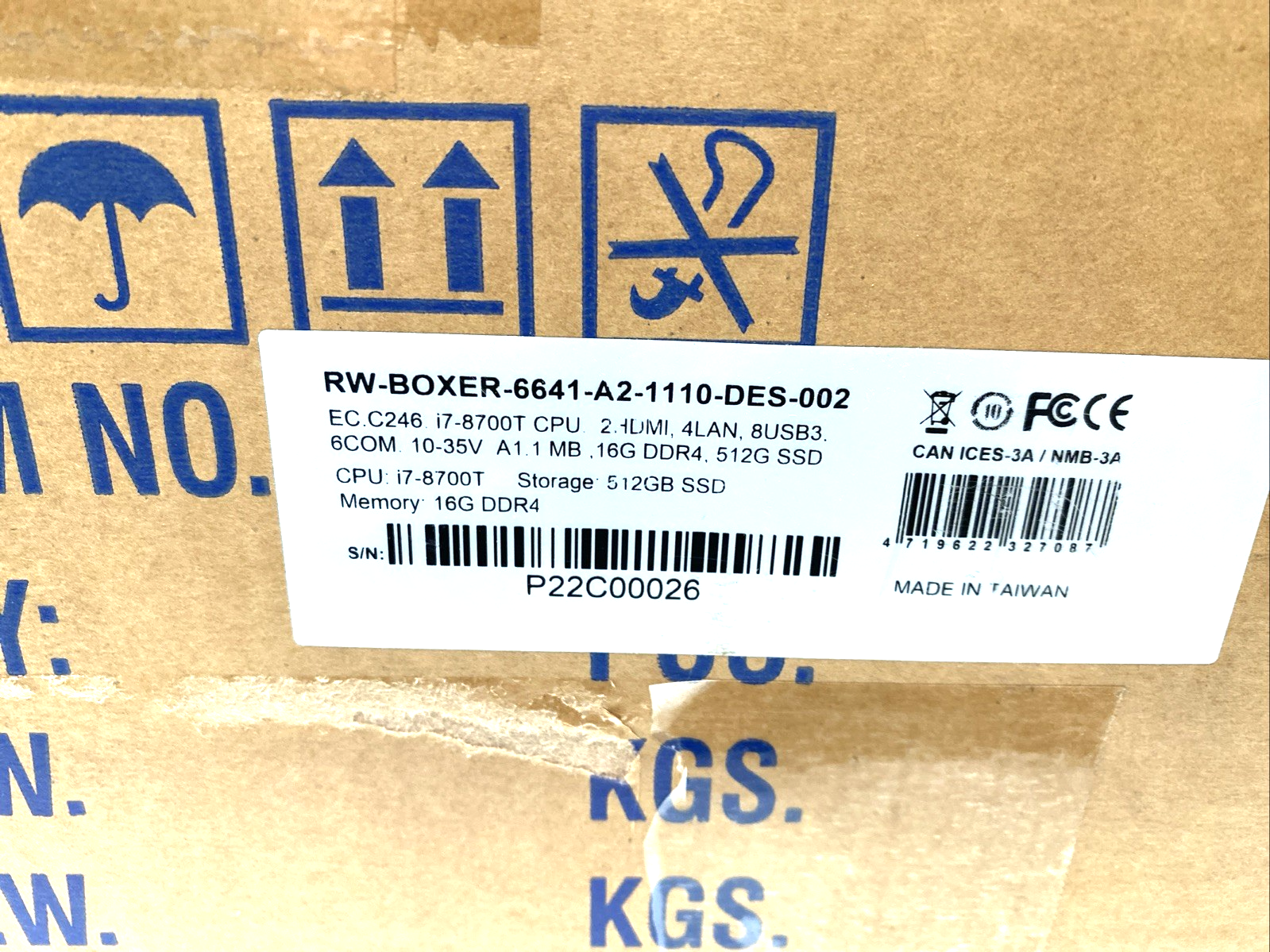RW-BOXER-6641-A2-1110-DES-002 | Aaeon BOXER-6641, PC i7-8700T 512GB SSD 16G DDR4, - New – Open box - Maverick Industrial Sales