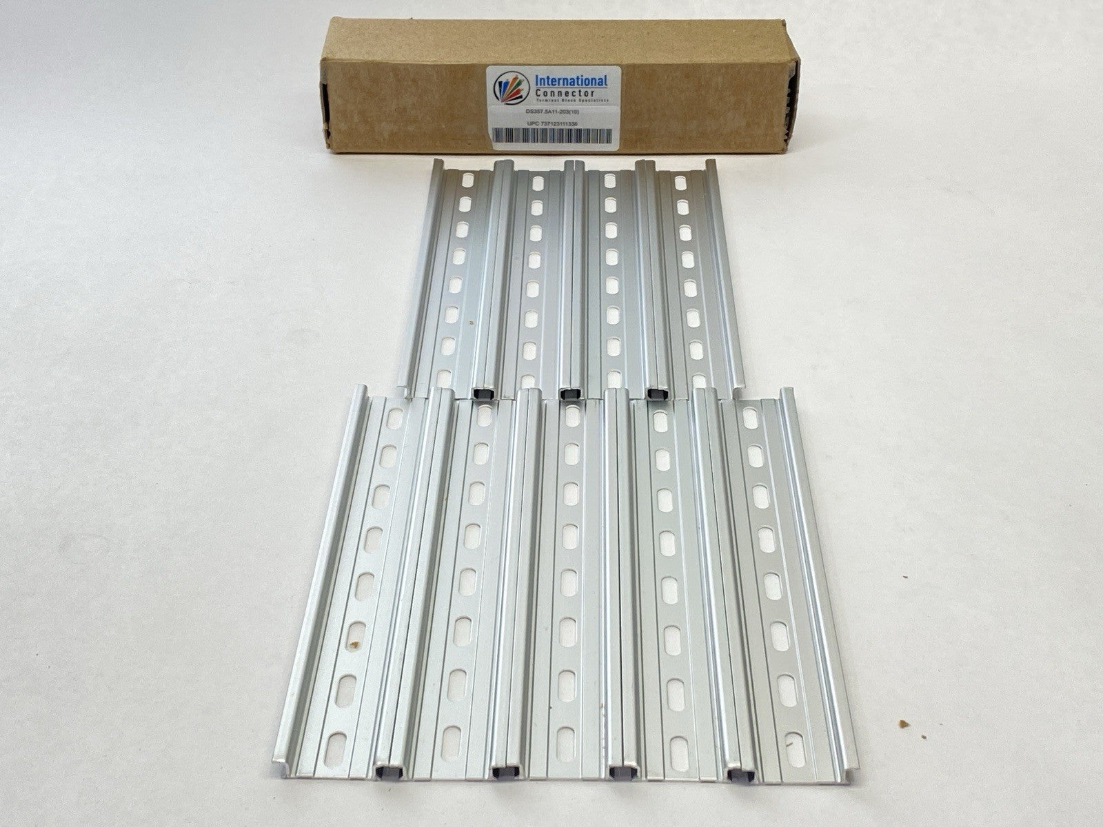 International Connector DS357.5A11-203 DIN Rail 8" LOT OF 9 - Maverick Industrial Sales