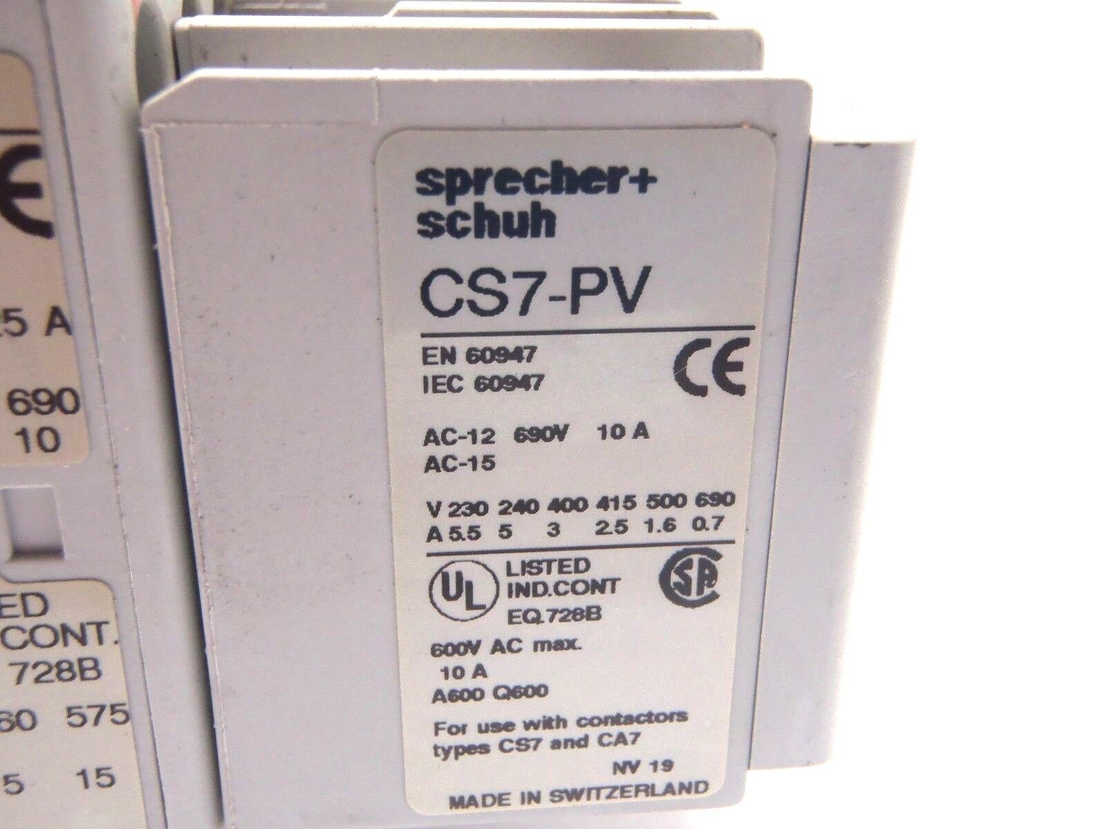 Sprecher + Schuh CA7-23C-10 Contact Relay w/ CS7-PV - Used - Maverick Industrial Sales