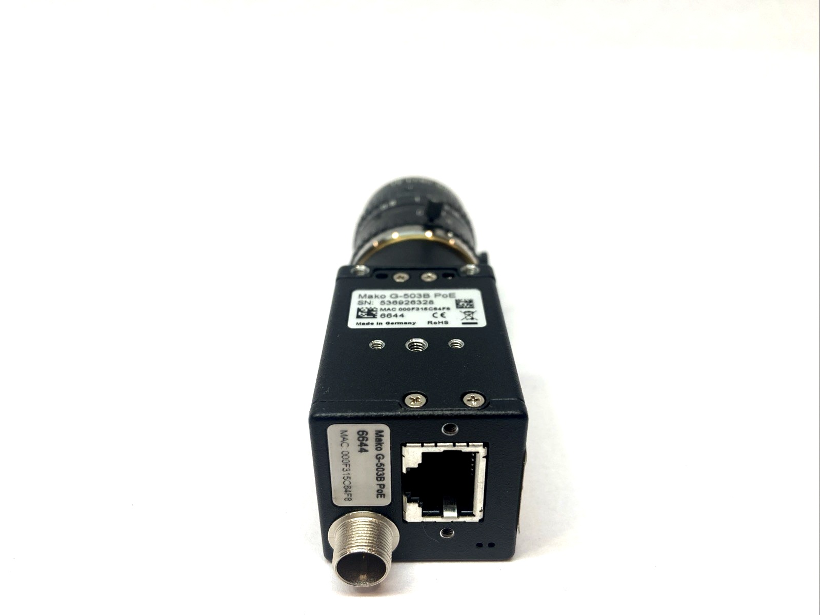 G-503B PoE | Allied Vision Mako Industrial Machine Camera w/ TV Lens 8mm 1:1.3 - Used - Maverick Industrial Sales