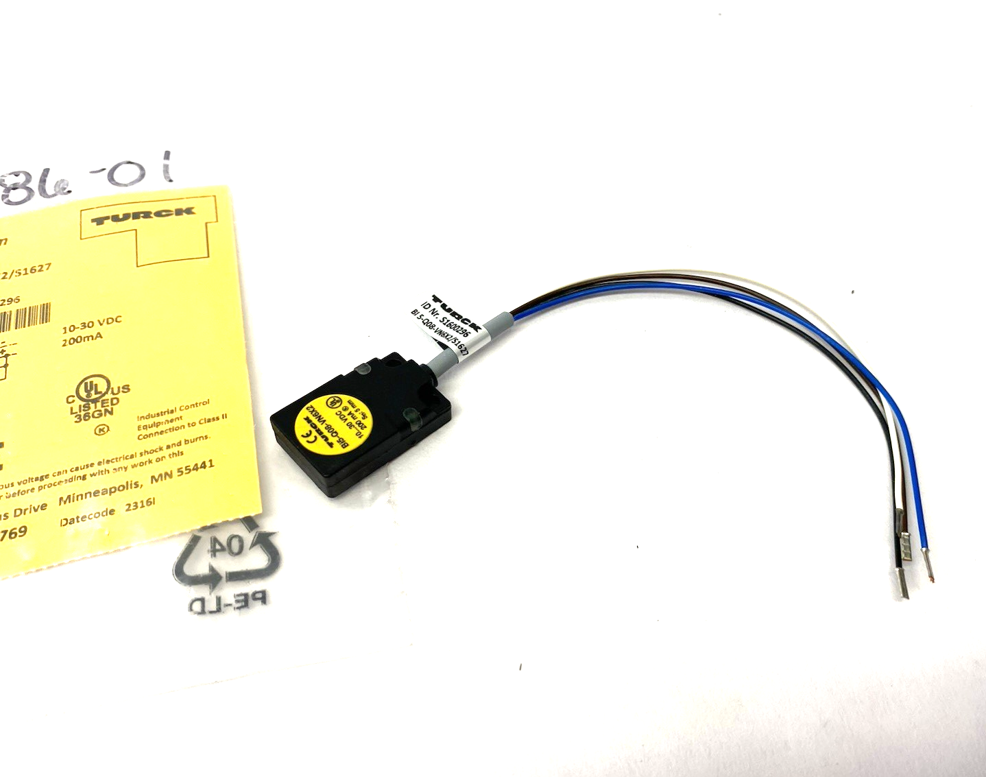 Turck 1600296 Inductive Proximity Sensor 5mm Sn NO/NC BI 5-Q08-VN6X2/S1627 - Maverick Industrial Sales