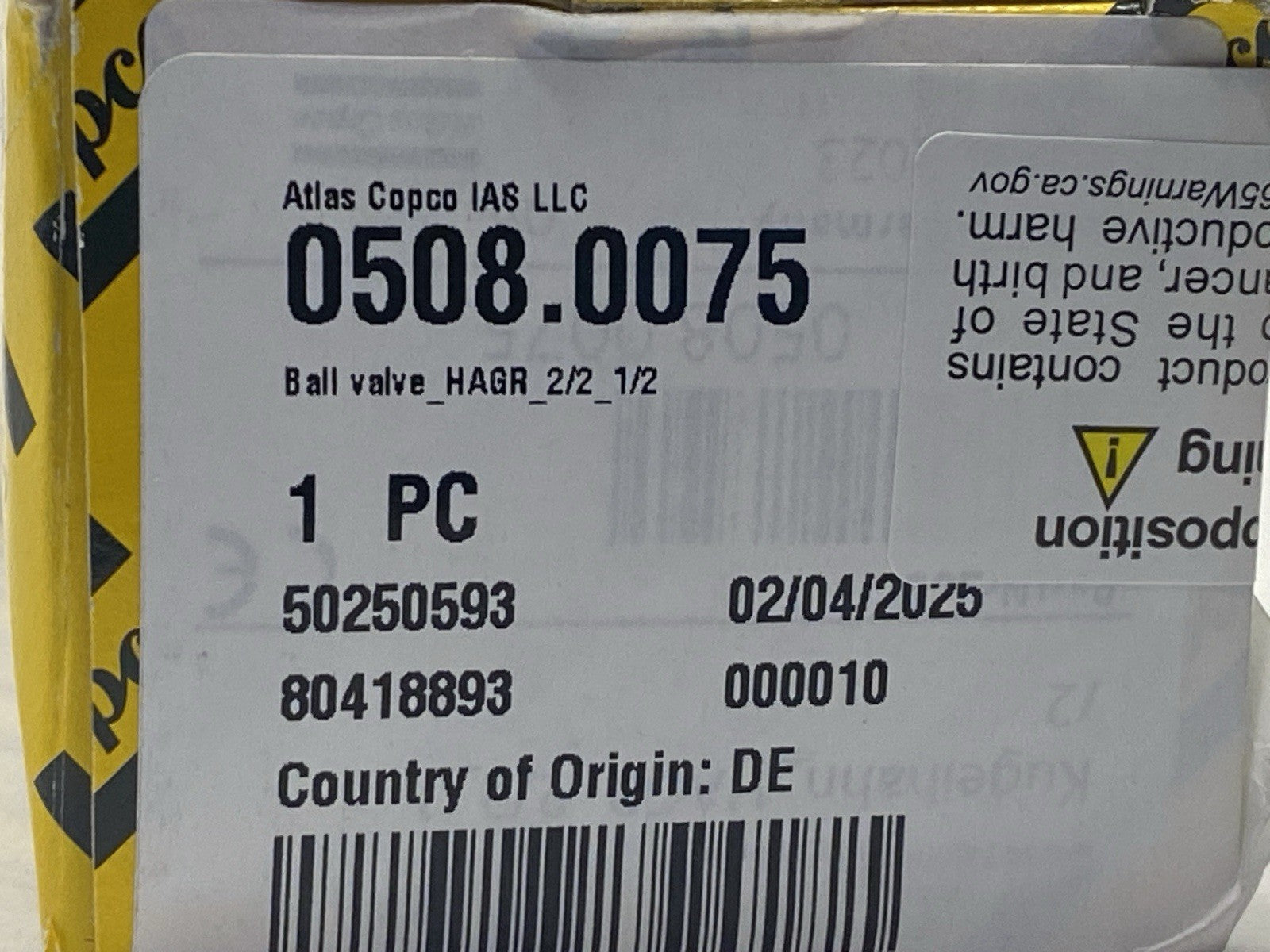 Atlas Copco 0508.0075 Ball Valve - Maverick Industrial Sales