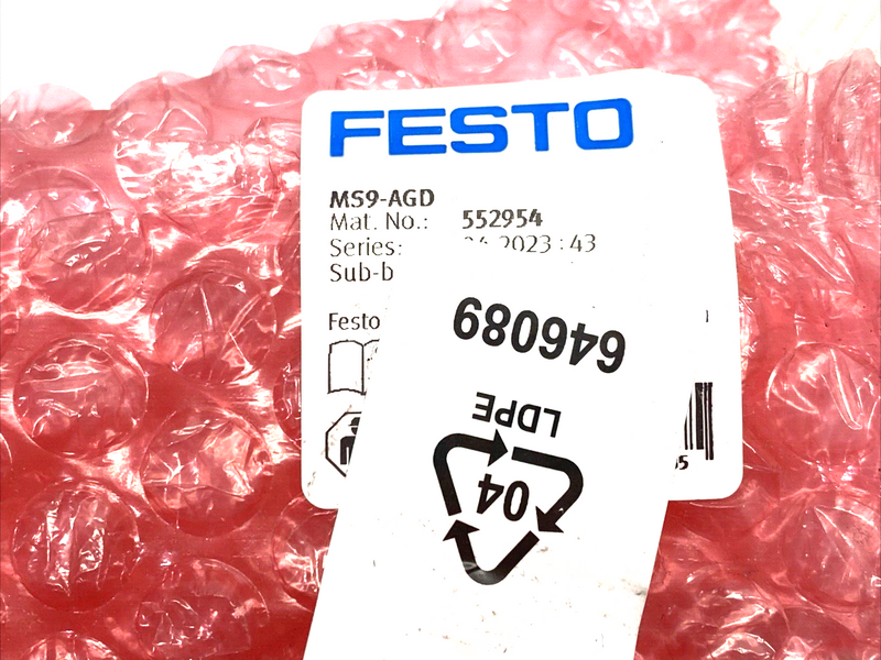 Festo MS9-AGD Sub-Base G 1/2" SIDE 2 ONLY 552954 - Maverick Industrial Sales