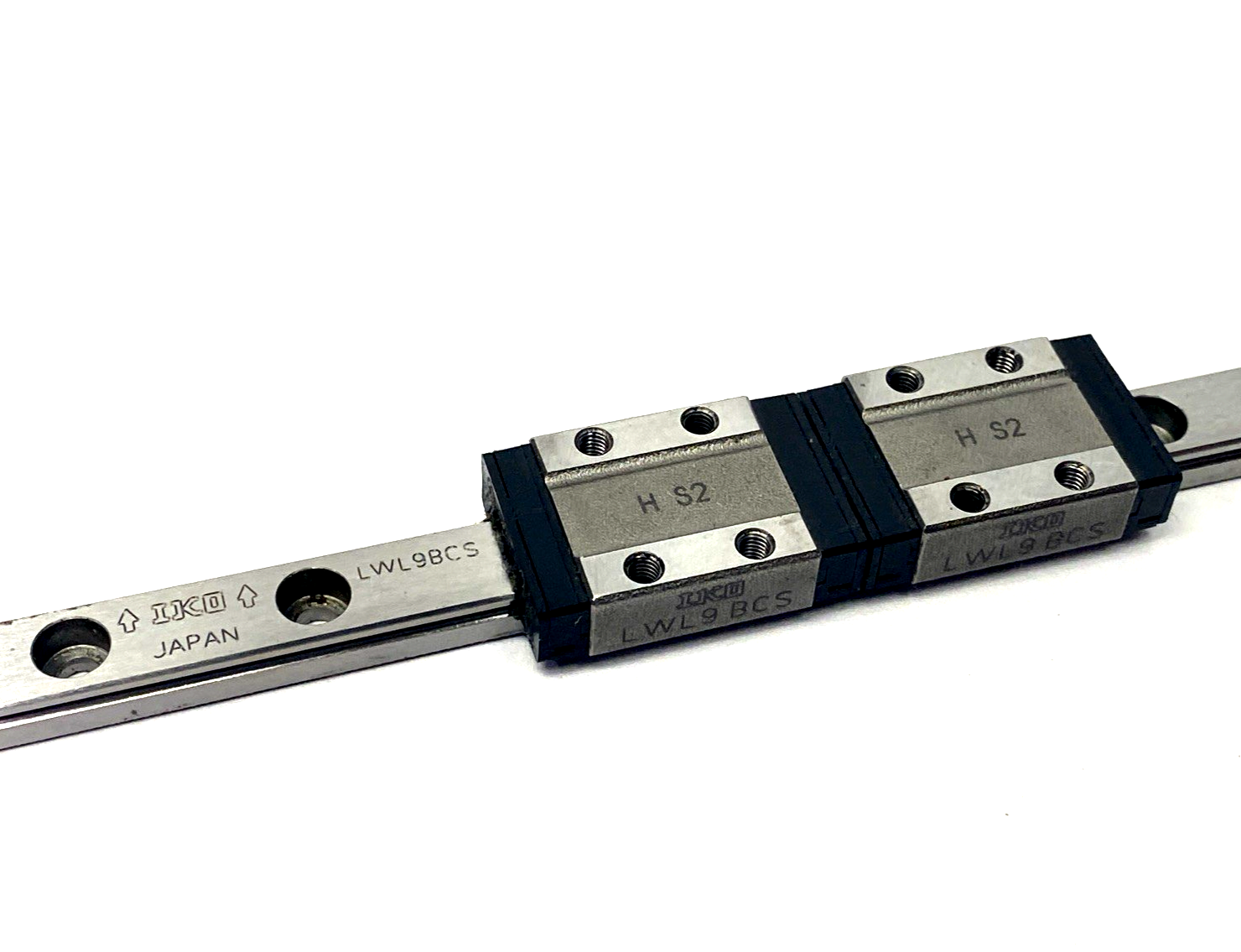 IKO LWL9R160BHS2 Linear Guide Rail 160mm w/ x2 LWL9BCS Guide Bearing Blocks - Maverick Industrial Sales