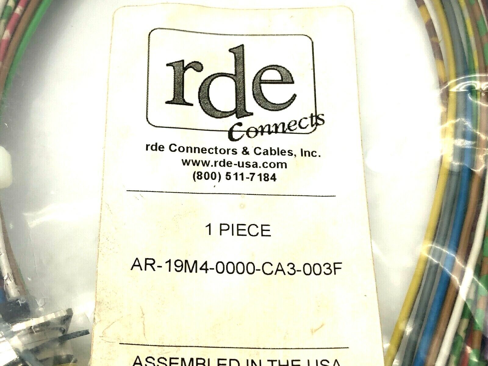 Rde Connects AR-19M4-0000-CA3-003F Flange Connector Front Mount Cable Assembly - Maverick Industrial Sales