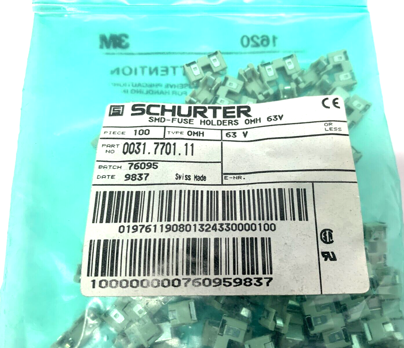 Schurter 0031.7701.11 SMD-Fuse Holders OMH 63V PACK OF 100 - Maverick Industrial Sales