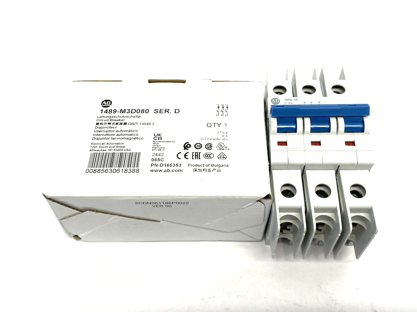 1489-M3D080 | Allen Bradley Ser. D Circuit Breaker 3-Pole 8A - New Other - Maverick Industrial Sales