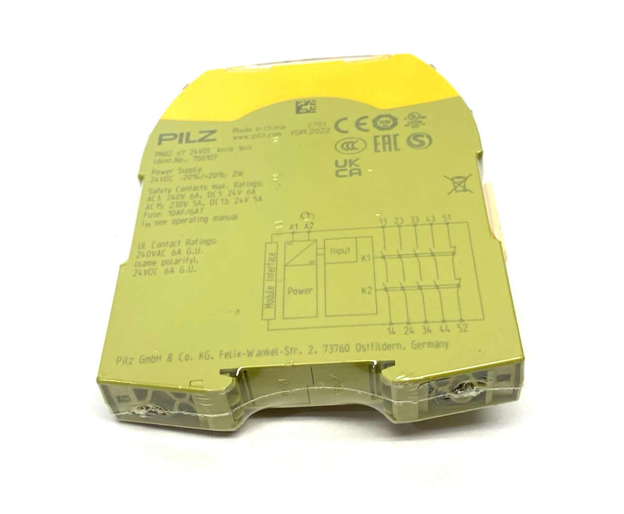 Pilz 750107 Sigma Safety Expansion Contact Relay PNOZ s7 24VDC 4 n/o 1 n/c - Maverick Industrial Sales