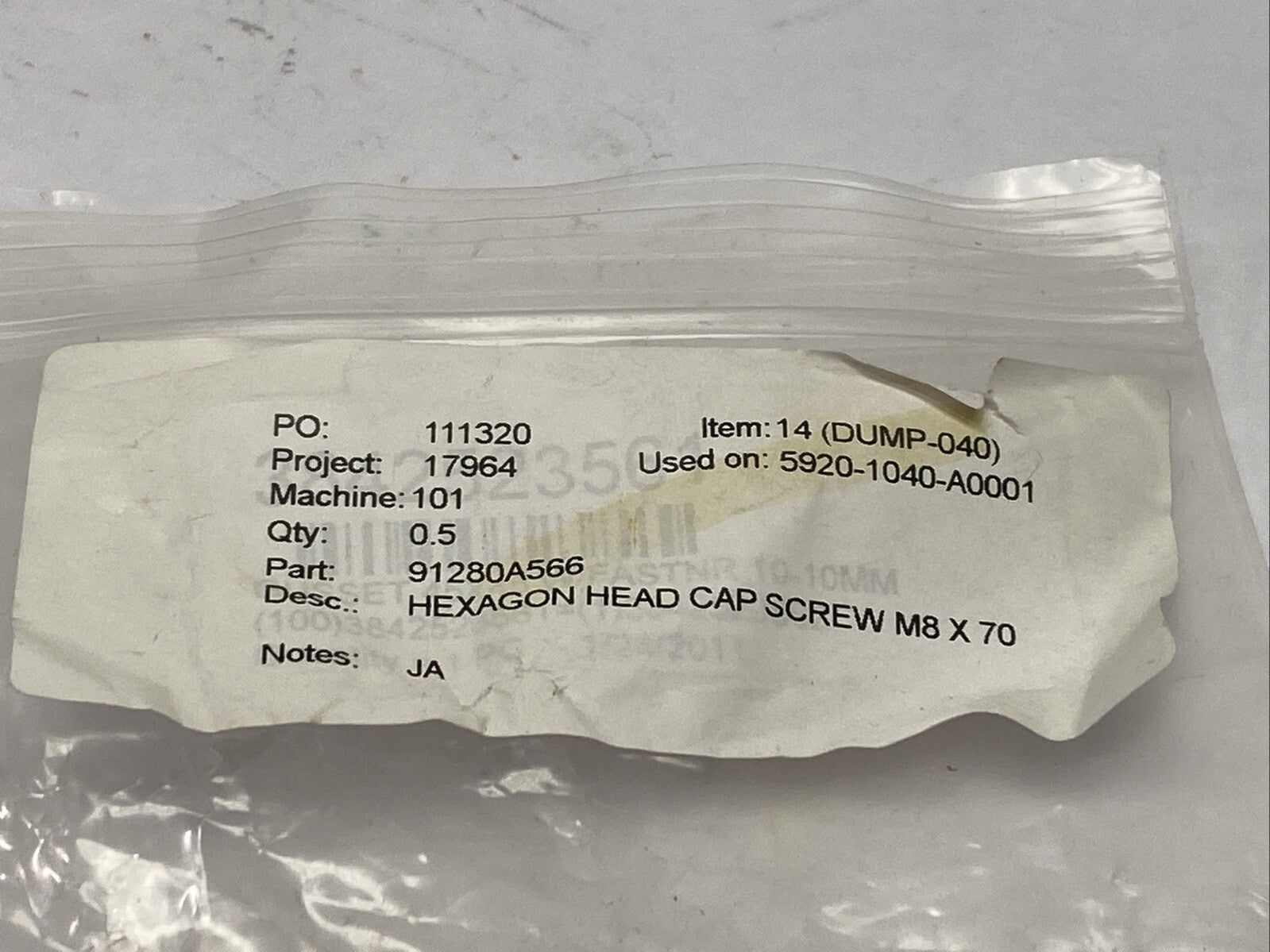 91280A566 Hex Head Screw M8 x 1.25mm Thread 70mm Long LOT OF 10 - Maverick Industrial Sales