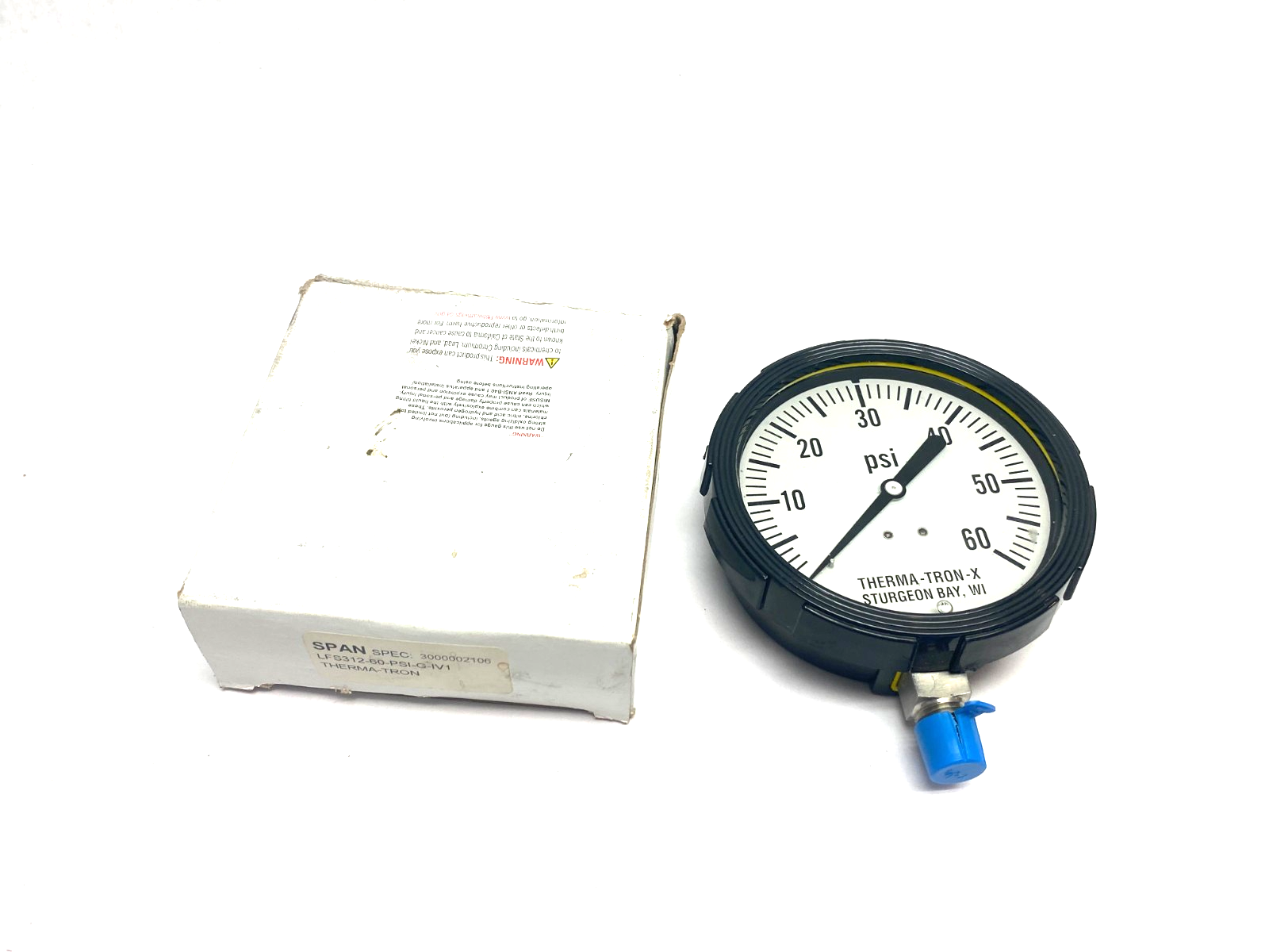 Therma Tron X LFS312-60-PSI-G-IV1 SPAN Pressure Gauge 0-60psi 3.5" Dia - New – Open box - Maverick Industrial Sales
